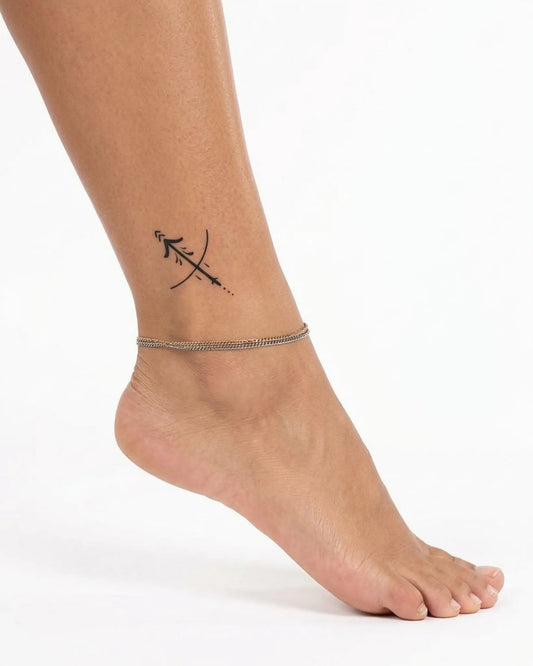 INKY Scorpio semi-permanent tattoo applied on a woman – 2 x 2 in (4x4 cm) design, realistic ink look, lasts 10 days