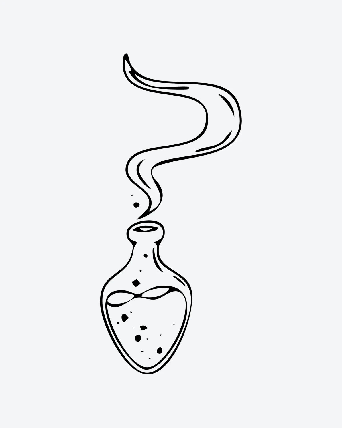 Magic Potion semi-permanent tattoo design by INKY – Line Art illustration, 2 x 2 in (4x4 cm), available at inkytatt.com