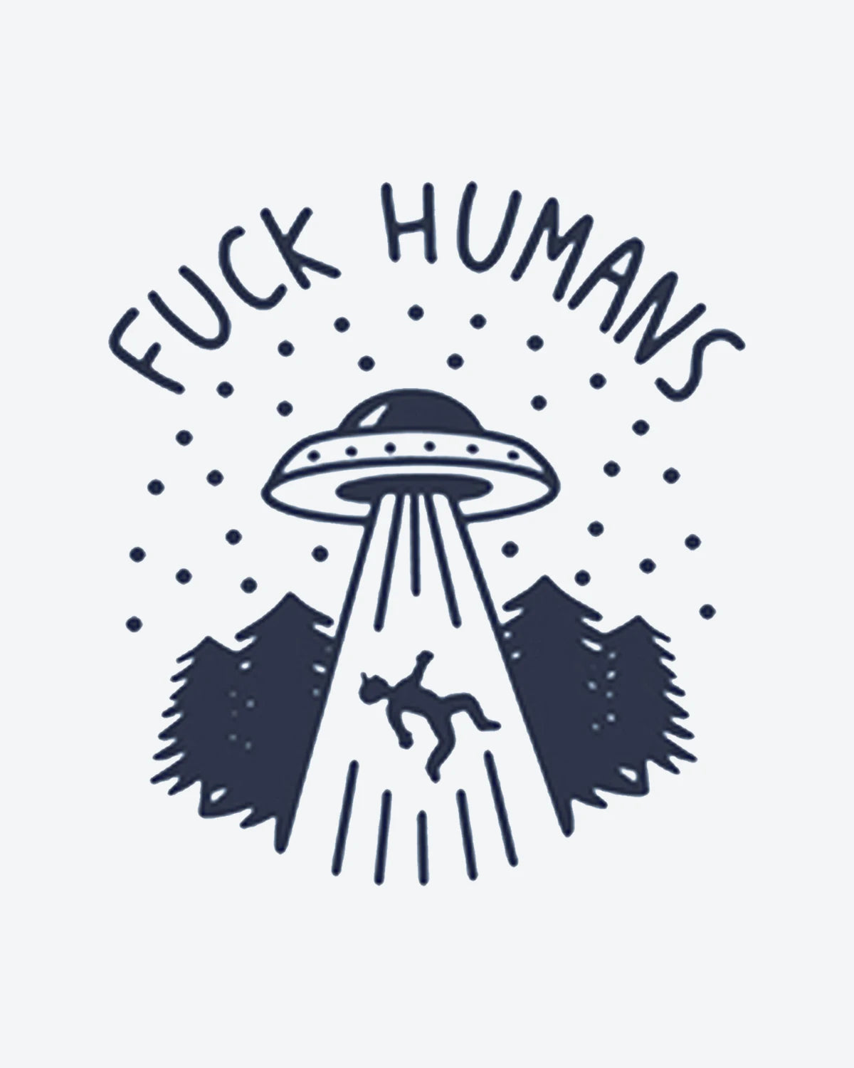 Fck Humans semi-permanent tattoo design by INKY – Tree, Star, Hand illustration, 2 x 2 in (4x4 cm), available at inkytatt.com