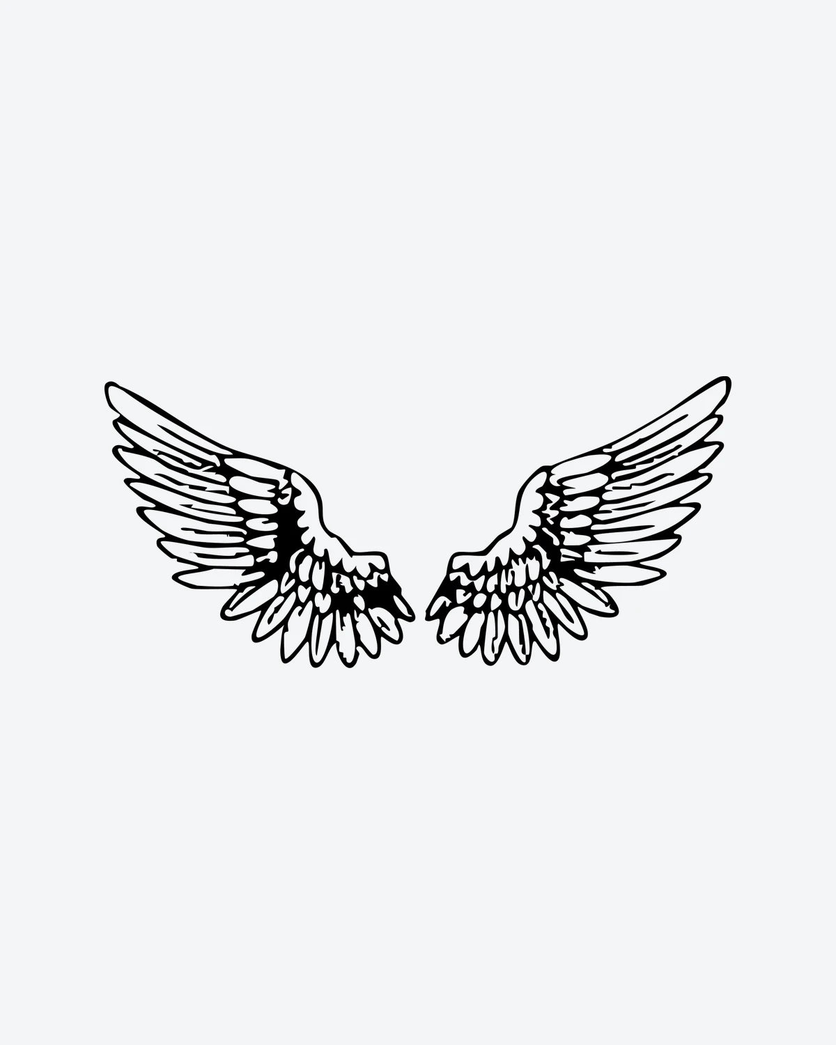 Angel Wings semi-permanent tattoo design by INKY – Bird, Feather, Wings illustration, 2 x 2 in (4x4 cm), available at inkytatt.com