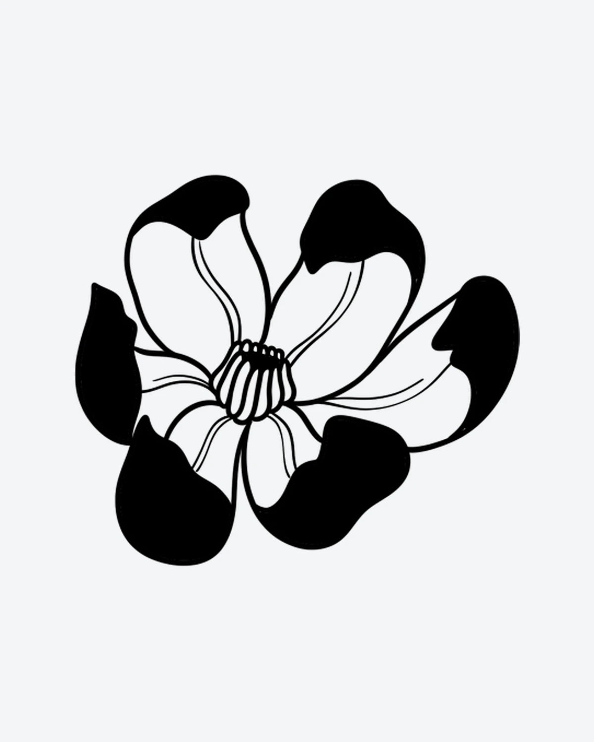 Bold Bloom 3 semi-permanent tattoo design by INKY – Flower, Petal illustration, 2 x 2 in (4x4 cm), available at inkytatt.com