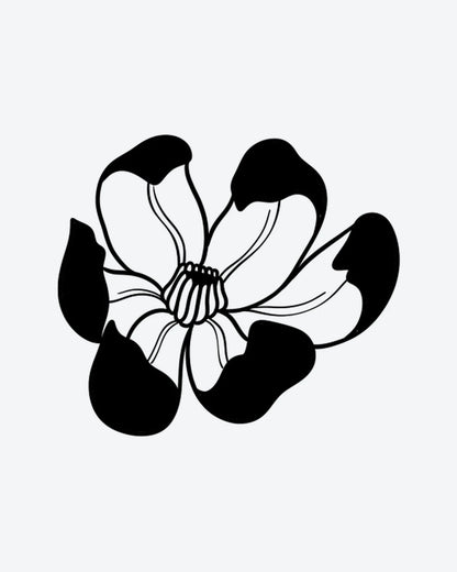 Bold Bloom 3 semi-permanent tattoo design by INKY – Flower, Petal illustration, 2 x 2 in (4x4 cm), available at inkytatt.com