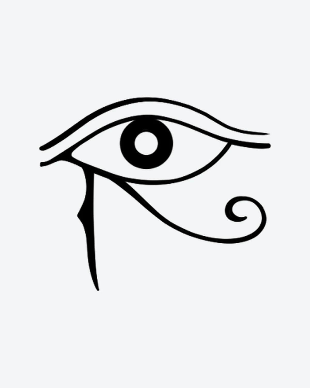 Eye of Horus semi-permanent tattoo design by INKY – Eye illustration, 2 x 2 in (4x4 cm), available at inkytatt.com