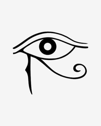 Eye of Horus semi-permanent tattoo design by INKY – Eye illustration, 2 x 2 in (4x4 cm), available at inkytatt.com