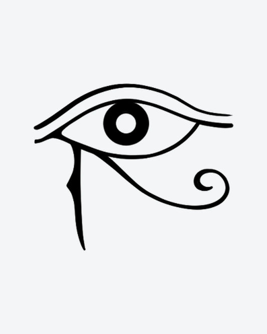Eye of Horus semi-permanent tattoo design by INKY – Eye illustration, 2 x 2 in (4x4 cm), available at inkytatt.com