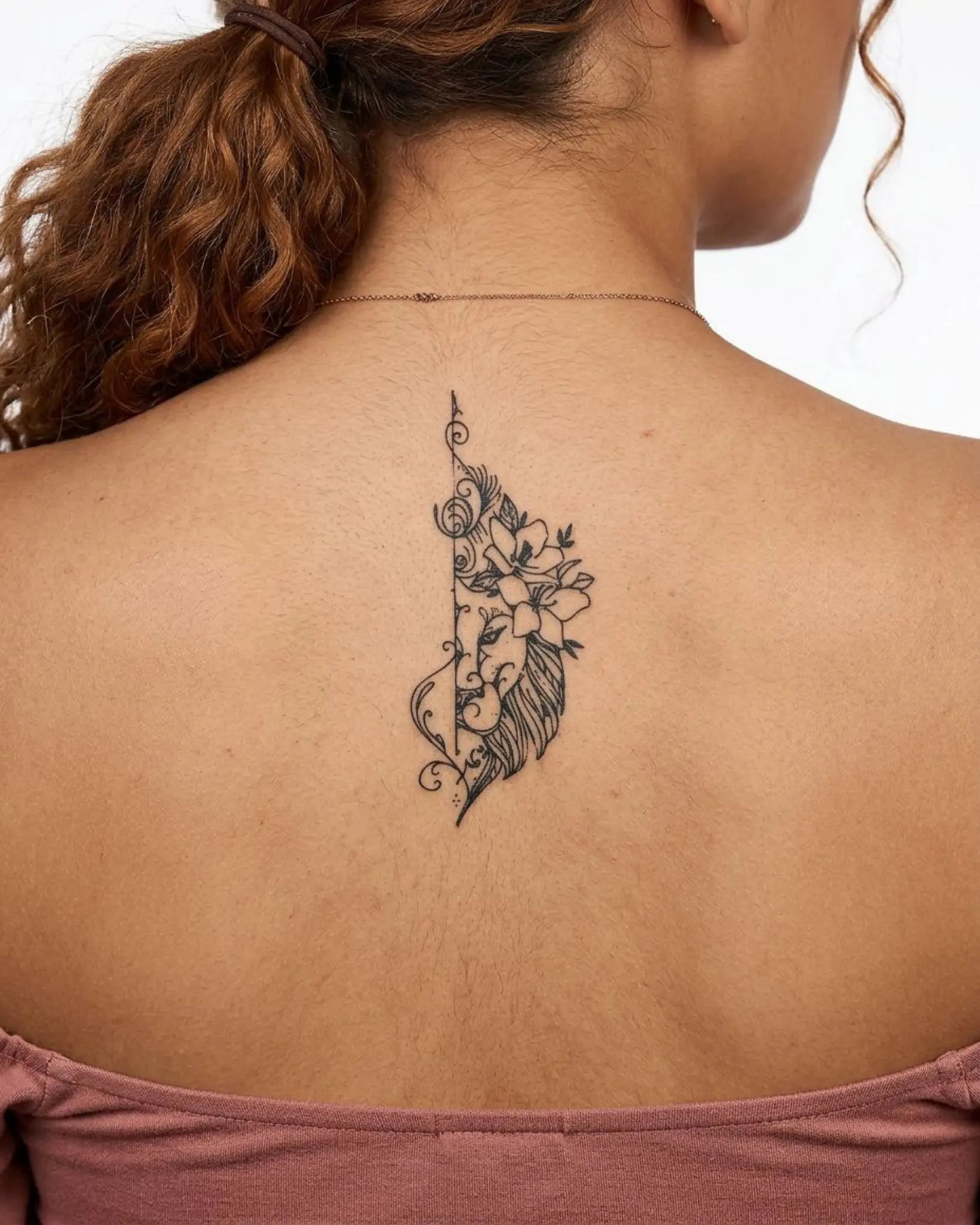 INKY Regal Bloom semi-permanent tattoo applied on a woman – 2 x 4 in (6x10 cm) design, realistic ink look, lasts 10 days