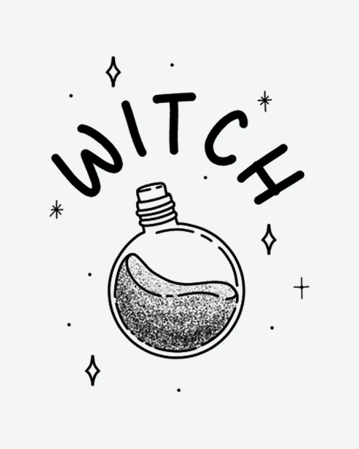 Witch's Brew Potion semi-permanent tattoo design by INKY – Sparkle, Diamond, Hand illustration, 2 x 2 in (4x4 cm), available at inkytatt.com