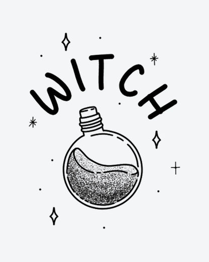 Witch's Brew Potion semi-permanent tattoo design by INKY – Sparkle, Diamond, Hand illustration, 2 x 2 in (4x4 cm), available at inkytatt.com