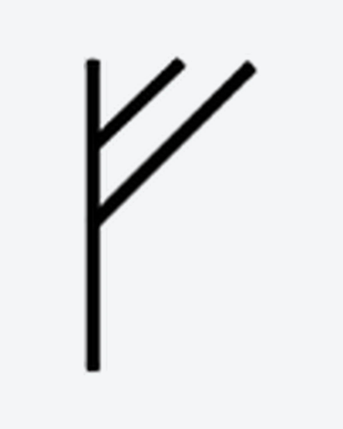 Fehu Rune semi-permanent tattoo design by INKY – Line Art, Geometric, Lines, Root illustration, 0.5 x 0.5 in (1x1 cm), available at inkytatt.com