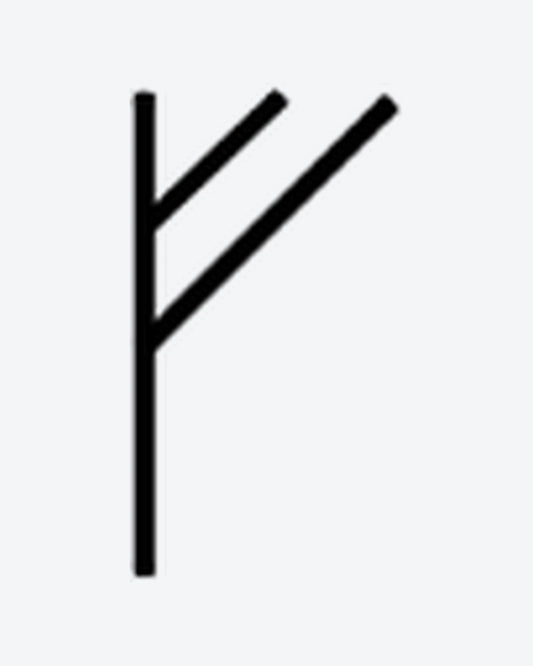 Fehu Rune semi-permanent tattoo design by INKY – Line Art, Geometric, Lines, Root illustration, 0.5 x 0.5 in (1x1 cm), available at inkytatt.com
