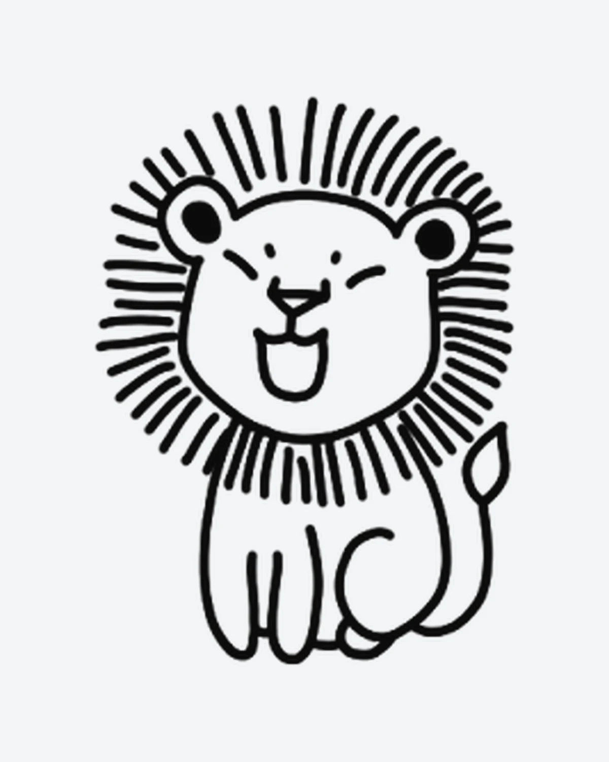 Lion Doodle semi-permanent tattoo design by INKY – Lion, Eye illustration, 2 x 2 in (4x4 cm), available at inkytatt.com