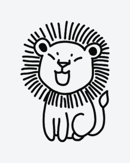 Lion Doodle semi-permanent tattoo design by INKY – Lion, Eye illustration, 2 x 2 in (4x4 cm), available at inkytatt.com