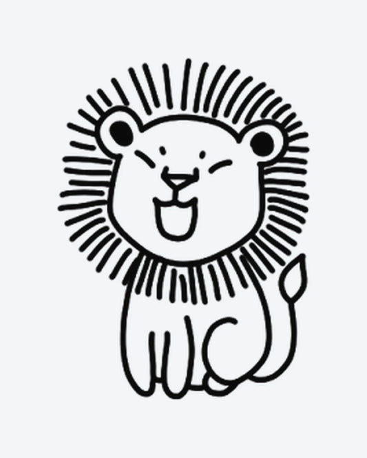 Lion Doodle semi-permanent tattoo design by INKY – Lion, Eye illustration, 2 x 2 in (4x4 cm), available at inkytatt.com