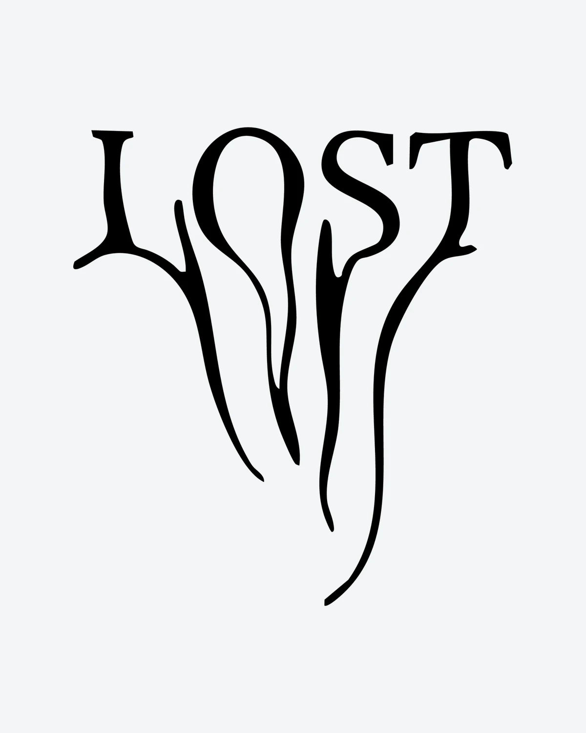 LOST Script semi-permanent tattoo design by INKY – LOST Script illustration, 2 x 2 in (4x4 cm), available at inkytatt.com