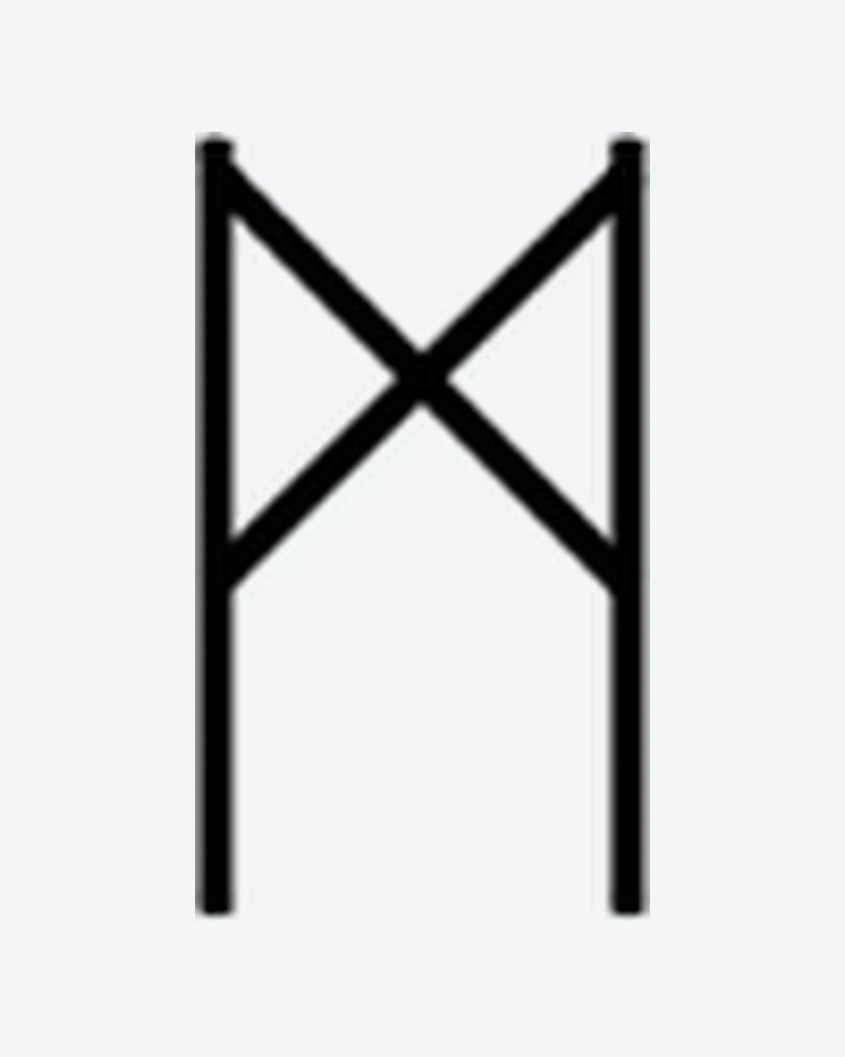 Algiz Rune 3 semi-permanent tattoo design by INKY – Cross, Geometric, Lines illustration, 0.5 x 0.5 in (1x1 cm), available at inkytatt.com