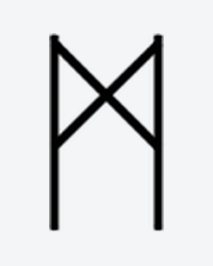 Algiz Rune 3 semi-permanent tattoo design by INKY – Cross, Geometric, Lines illustration, 0.5 x 0.5 in (1x1 cm), available at inkytatt.com