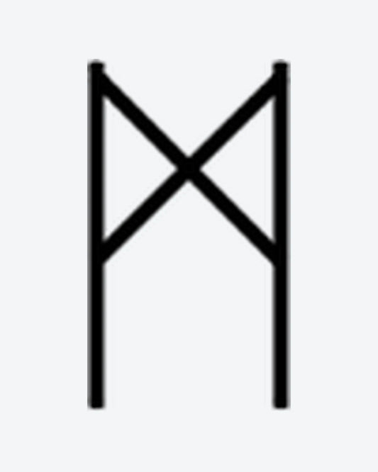 Algiz Rune 3 semi-permanent tattoo design by INKY – Cross, Geometric, Lines illustration, 0.5 x 0.5 in (1x1 cm), available at inkytatt.com