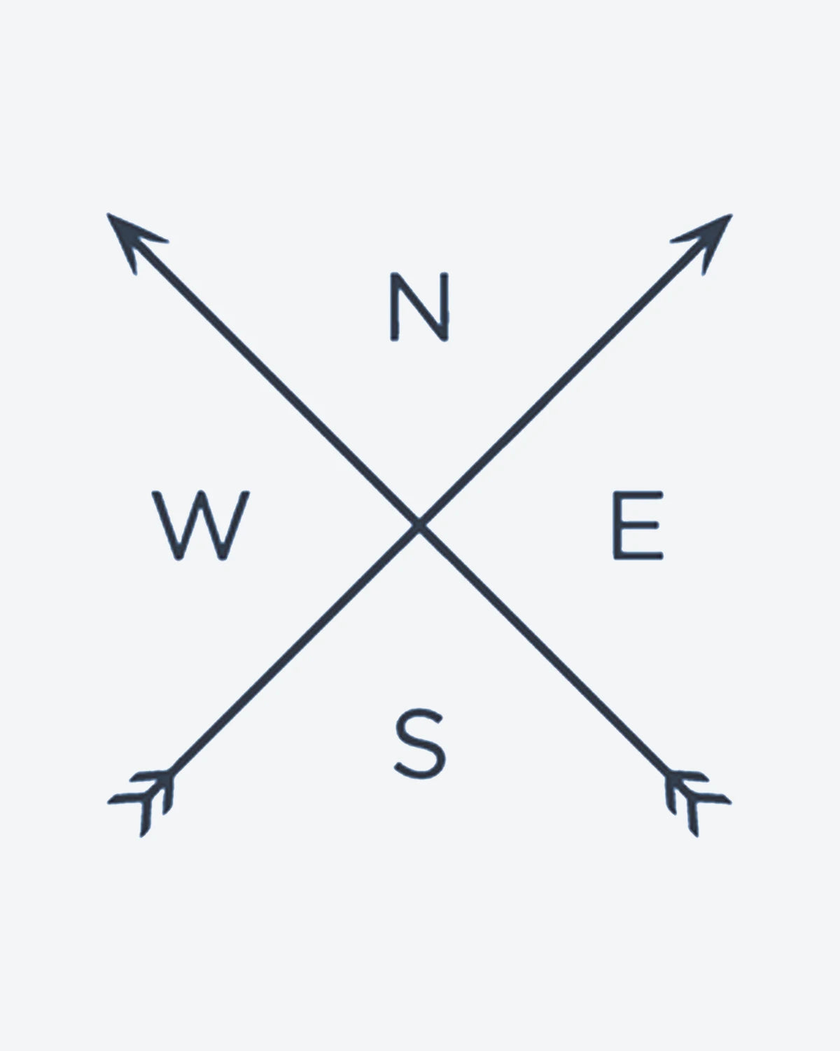 NSEW Arrows semi-permanent tattoo design by INKY – Fine Line, Arrow illustration, 0.5 x 0.5 in (1x1 cm), available at inkytatt.com