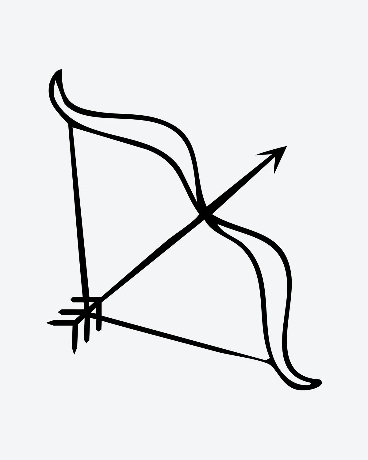 Archer semi-permanent tattoo design by INKY – Fine Line, Arrow, Bow, Sagittarius illustration, 0.5 x 0.5 in (1x1 cm), available at inkytatt.com