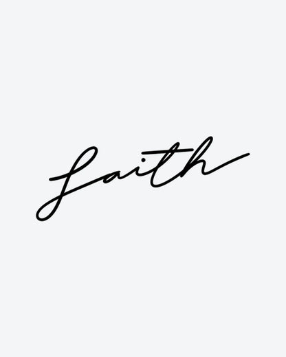 Faith semi-permanent tattoo design by INKY – Fine Line illustration, 2 x 2 in (4x4 cm), available at inkytatt.com