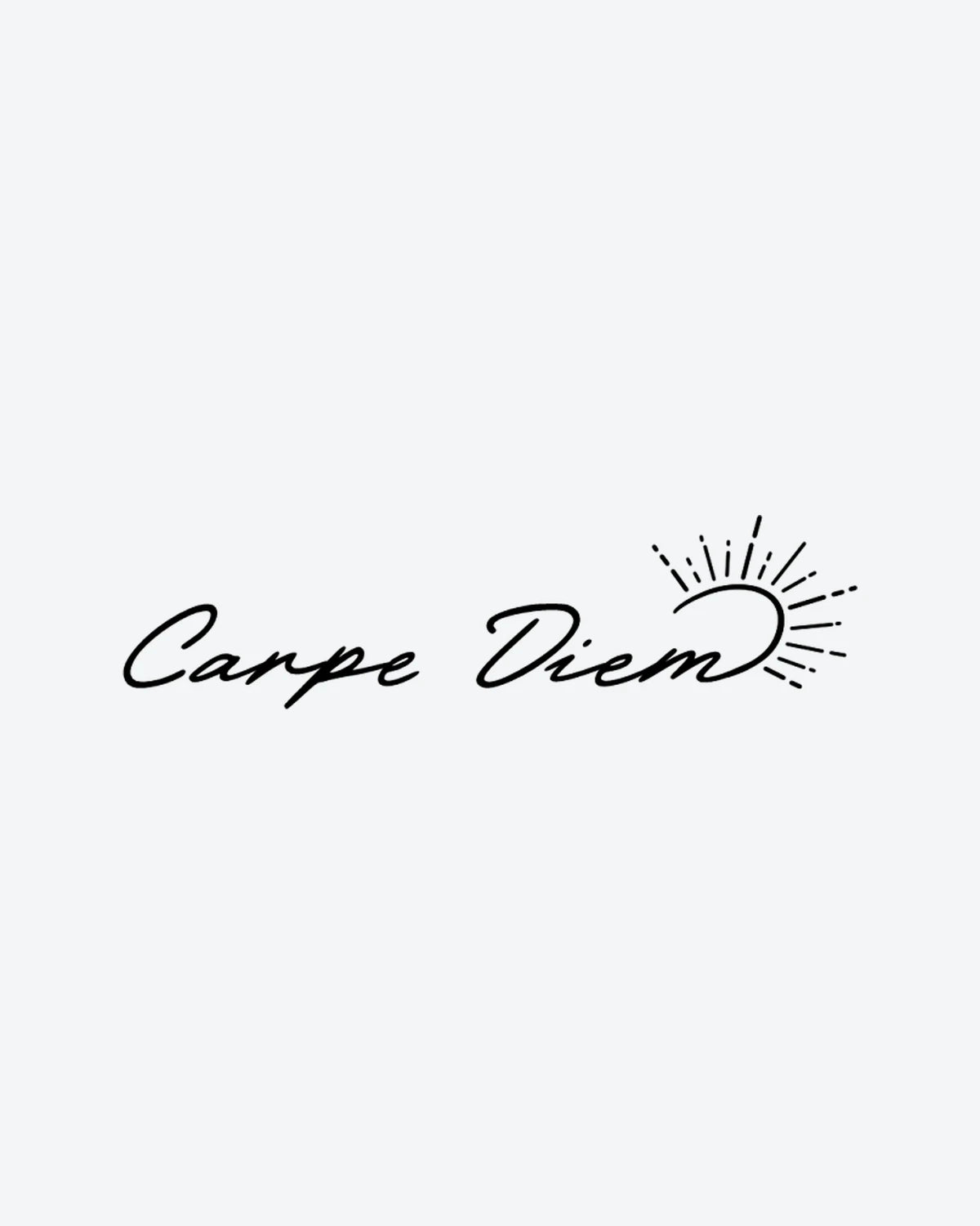 Carpe Diem Su semi-permanent tattoo design by INKY – Fine Line, Sun illustration, 2 x 2 in (4x4 cm), available at inkytatt.com