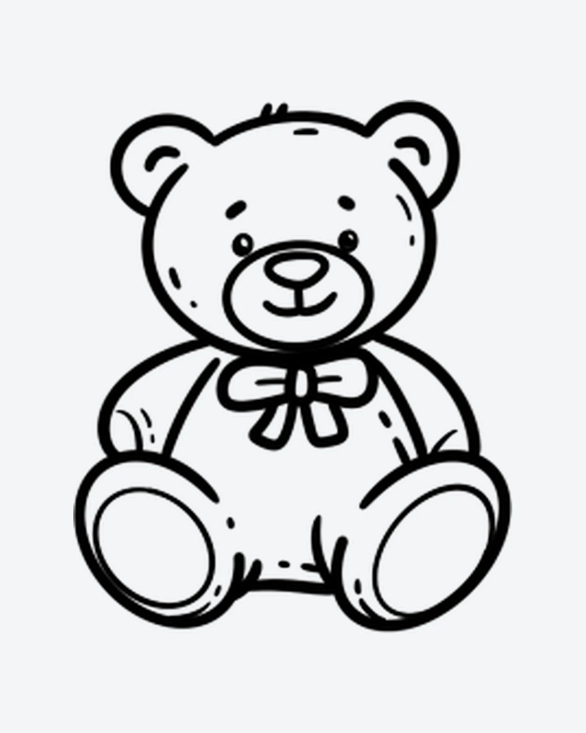 Cute Bear semi-permanent tattoo design by INKY – Eye, Bow, Bear illustration, 2 x 2 in (4x4 cm), available at inkytatt.com