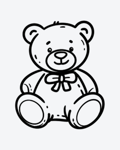 Cute Bear semi-permanent tattoo design by INKY – Eye, Bow, Bear illustration, 2 x 2 in (4x4 cm), available at inkytatt.com