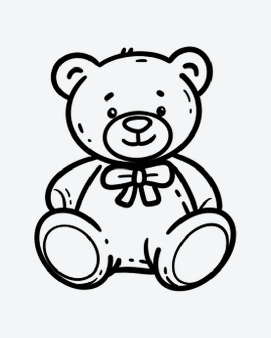 Cute Bear semi-permanent tattoo design by INKY – Eye, Bow, Bear illustration, 2 x 2 in (4x4 cm), available at inkytatt.com