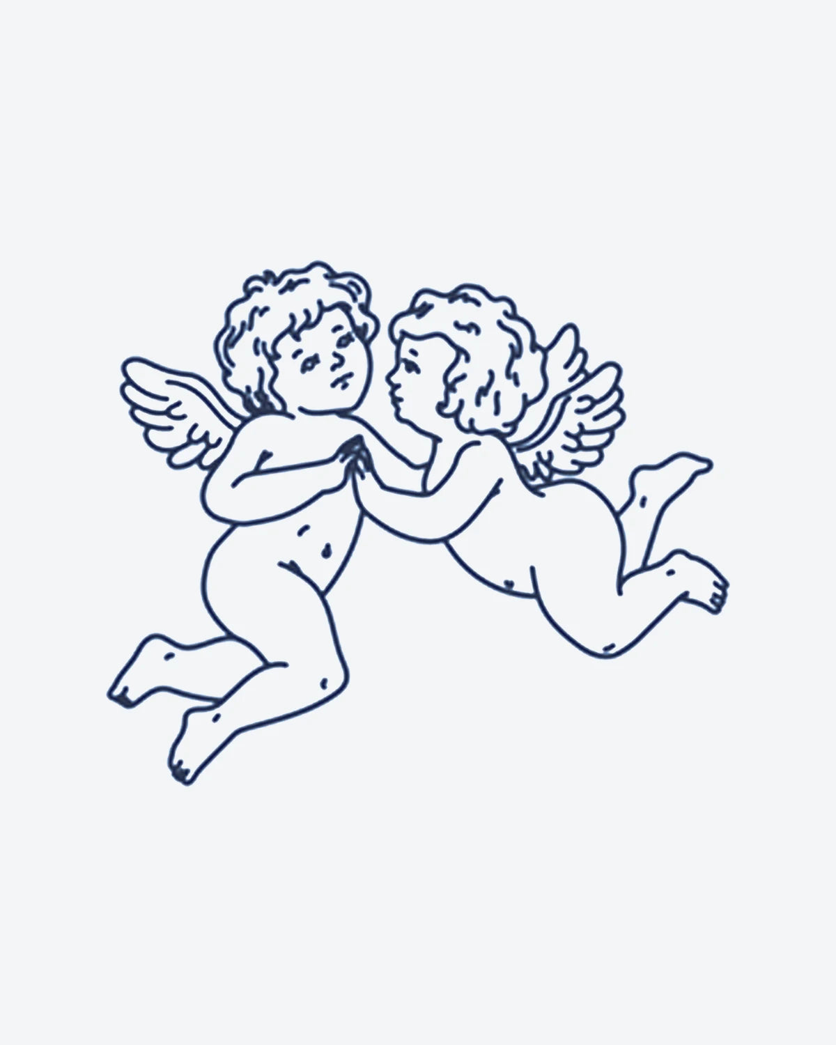 Cherubs semi-permanent tattoo design by INKY – Fine Line, Wings, Hand illustration, 0.5 x 0.5 in (1x1 cm), available at inkytatt.com