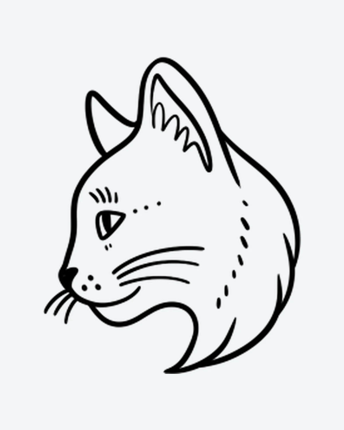 Cute Kitty semi-permanent tattoo design by INKY – Line Art, Cat, Eye, Dotwork, Lines illustration, 2 x 2 in (4x4 cm), available at inkytatt.com