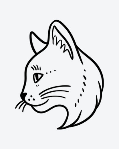 Cute Kitty semi-permanent tattoo design by INKY – Line Art, Cat, Eye, Dotwork, Lines illustration, 2 x 2 in (4x4 cm), available at inkytatt.com
