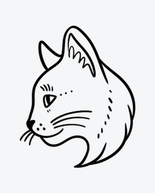 Cute Kitty semi-permanent tattoo design by INKY – Line Art, Cat, Eye, Dotwork, Lines illustration, 2 x 2 in (4x4 cm), available at inkytatt.com