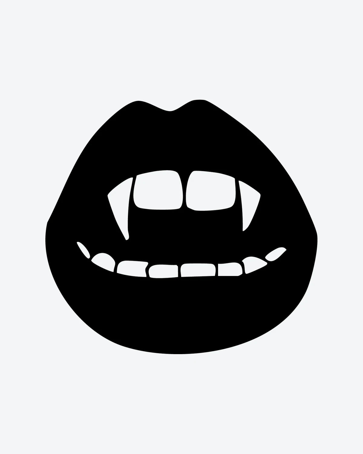 Vampire Lips semi-permanent tattoo design by INKY – Vampire Lips illustration, 2 x 2 in (4x4 cm), available at inkytatt.com