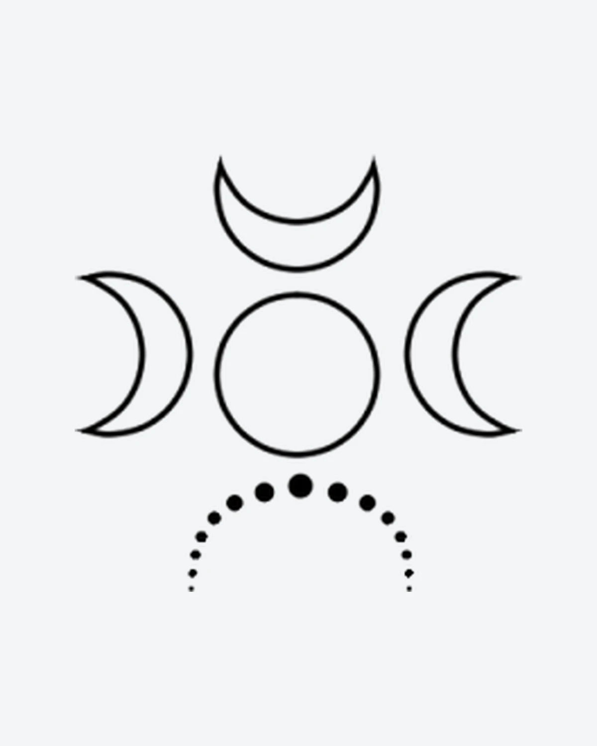 Triple Moon semi-permanent tattoo design by INKY – Crescent Moon, Fine Line, Moon, Geometric, Dotwork illustration, 2 x 2 in (4x4 cm), available at inkytatt.com
