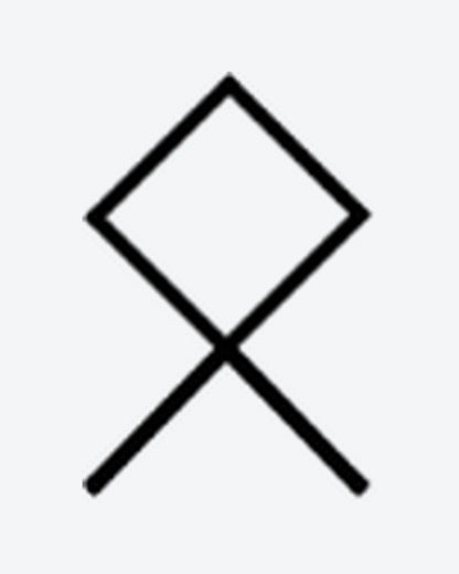 Othala Rune semi-permanent tattoo design by INKY – Diamond, Geometric, Lines illustration, 0.5 x 0.5 in (1x1 cm), available at inkytatt.com