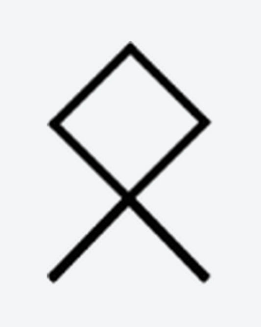 Othala Rune semi-permanent tattoo design by INKY – Diamond, Geometric, Lines illustration, 0.5 x 0.5 in (1x1 cm), available at inkytatt.com