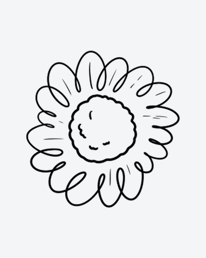Doodle Sun 2 semi-permanent tattoo design by INKY – Sun, Flower, Petal illustration, 0.5 x 0.5 in (1x1 cm), available at inkytatt.com