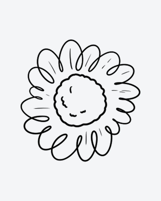 Doodle Sun 2 semi-permanent tattoo design by INKY – Sun, Flower, Petal illustration, 0.5 x 0.5 in (1x1 cm), available at inkytatt.com