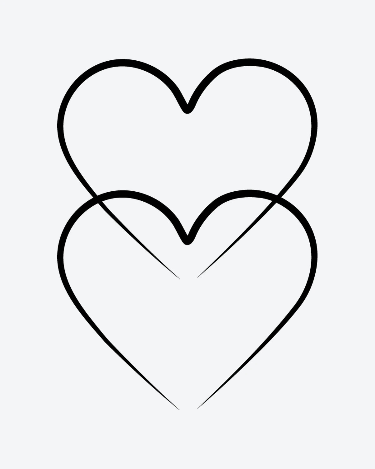 Intertwined semi-permanent tattoo design by INKY – Fine Line, Heart illustration, 0.5 x 0.5 in (1x1 cm), available at inkytatt.com