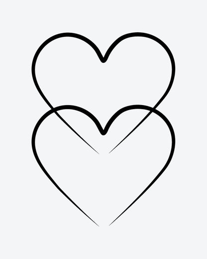Intertwined semi-permanent tattoo design by INKY – Fine Line, Heart illustration, 0.5 x 0.5 in (1x1 cm), available at inkytatt.com