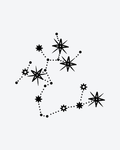 Constellation Sagittarius semi-permanent tattoo design by INKY – Fine Line, Star, Constellation, Geometric, Dots illustration, 2 x 2 in (4x4 cm), available at inkytatt.com
