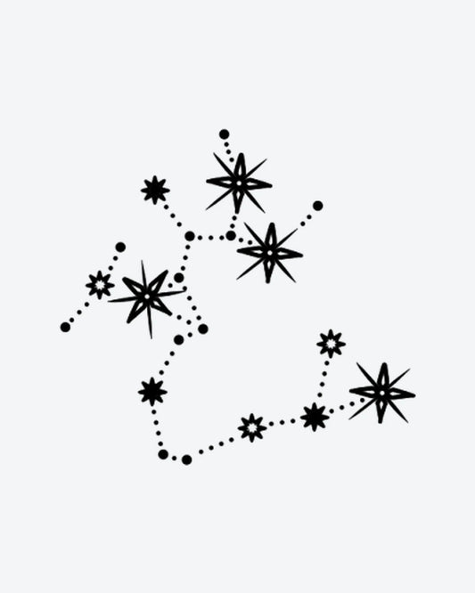 Constellation Sagittarius semi-permanent tattoo design by INKY – Fine Line, Star, Constellation, Geometric, Dots illustration, 2 x 2 in (4x4 cm), available at inkytatt.com