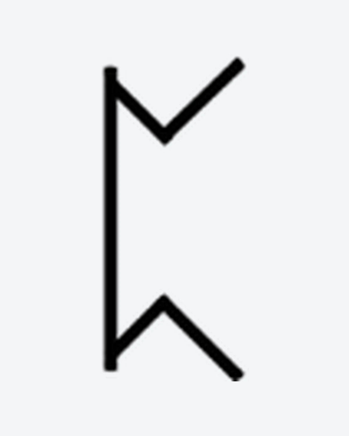 Berkana Rune semi-permanent tattoo design by INKY – Geometric illustration, 0.5 x 0.5 in (1x1 cm), available at inkytatt.com