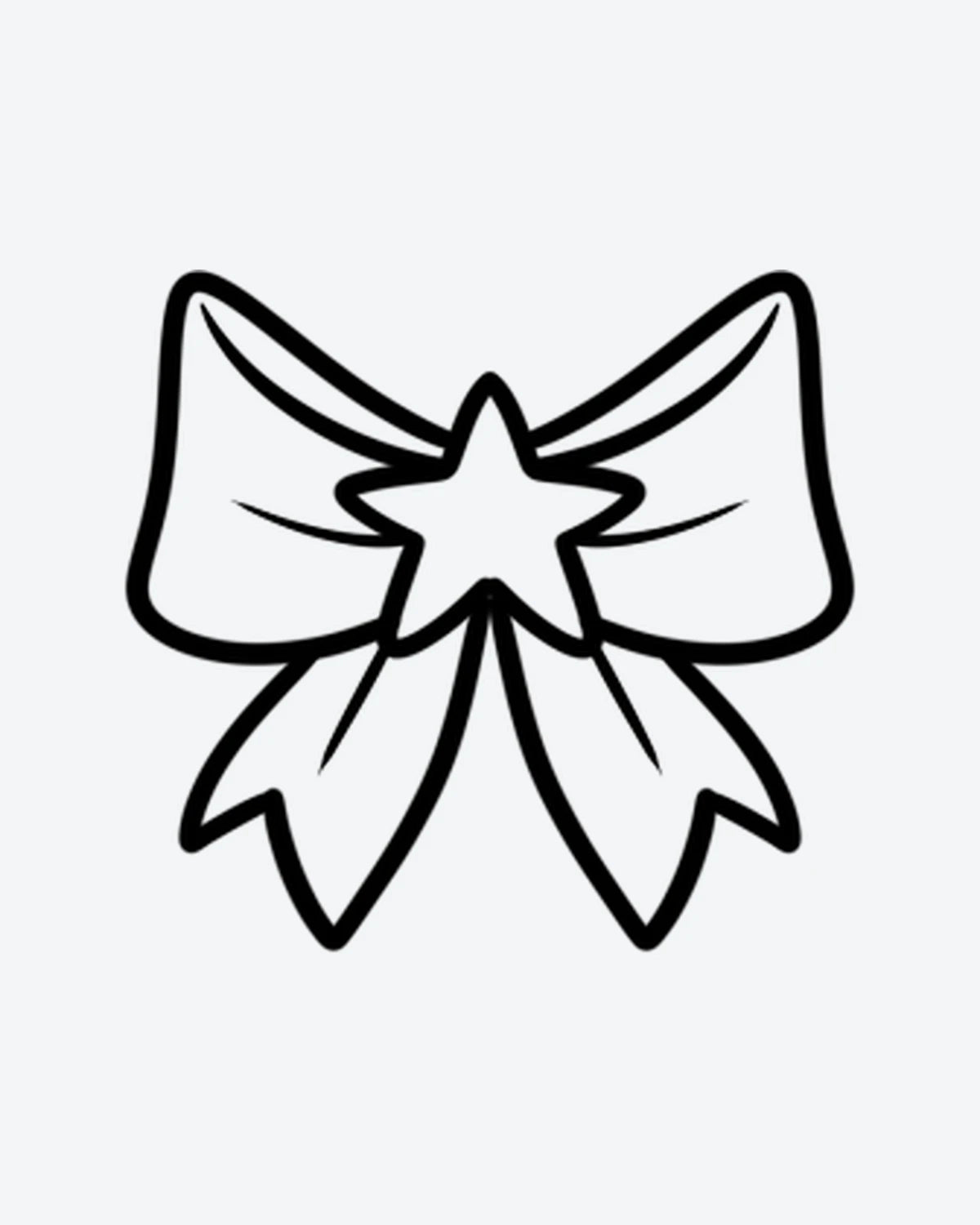 Star Bow semi-permanent tattoo design by INKY – Line Art, Star, Bow illustration, 2 x 2 in (4x4 cm), available at inkytatt.com