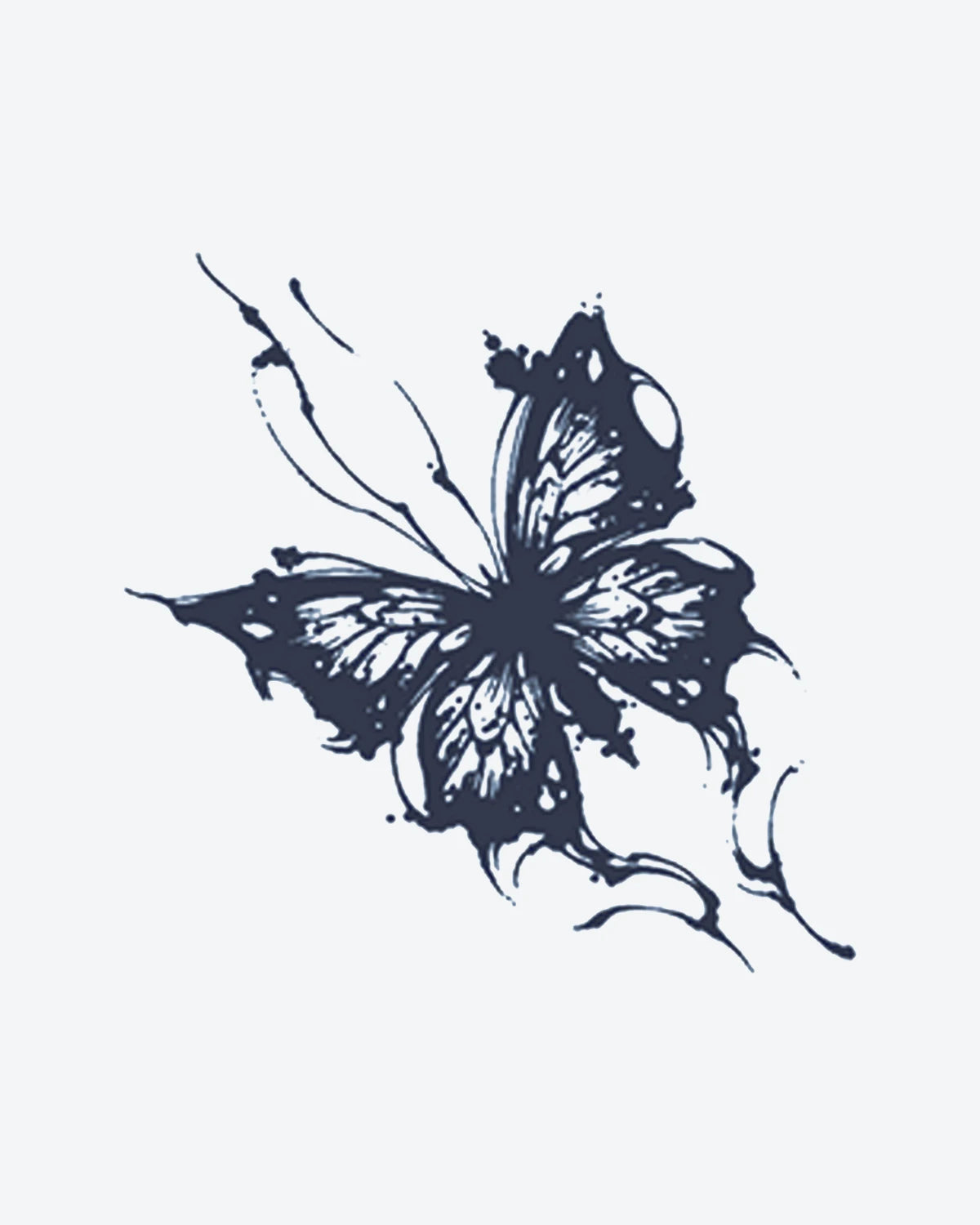 Ink Butterfly semi-permanent tattoo design by INKY – Butterfly illustration, 2 x 2 in (4x4 cm), available at inkytatt.com
