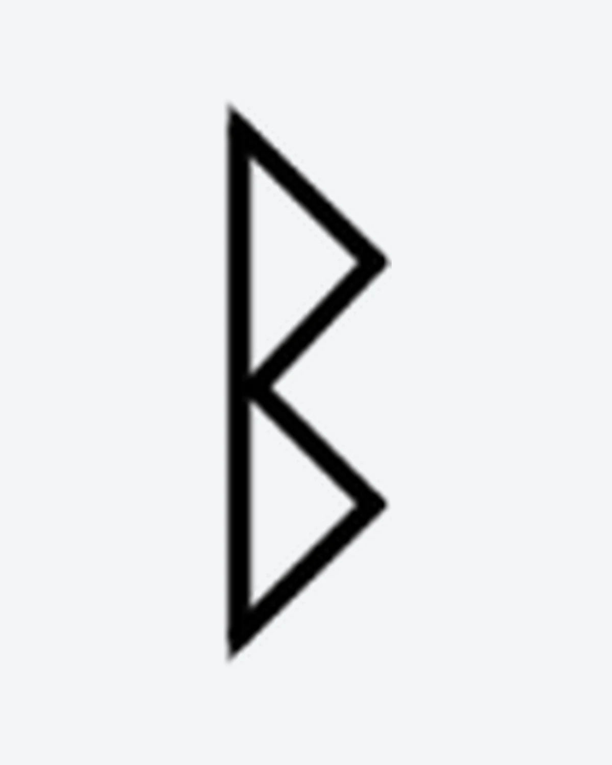 Berkana Rune 2 semi-permanent tattoo design by INKY – Geometric illustration, 0.5 x 0.5 in (1x1 cm), available at inkytatt.com