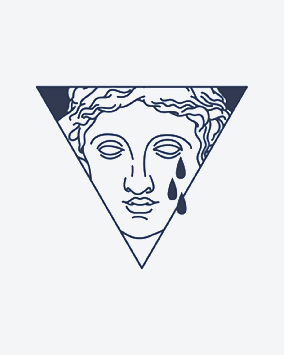 Crying Muse semi-permanent tattoo design by INKY – Line Art, Eye, Triangle, Geometric, Face illustration, 0.5 x 0.5 in (1x1 cm), available at inkytatt.com