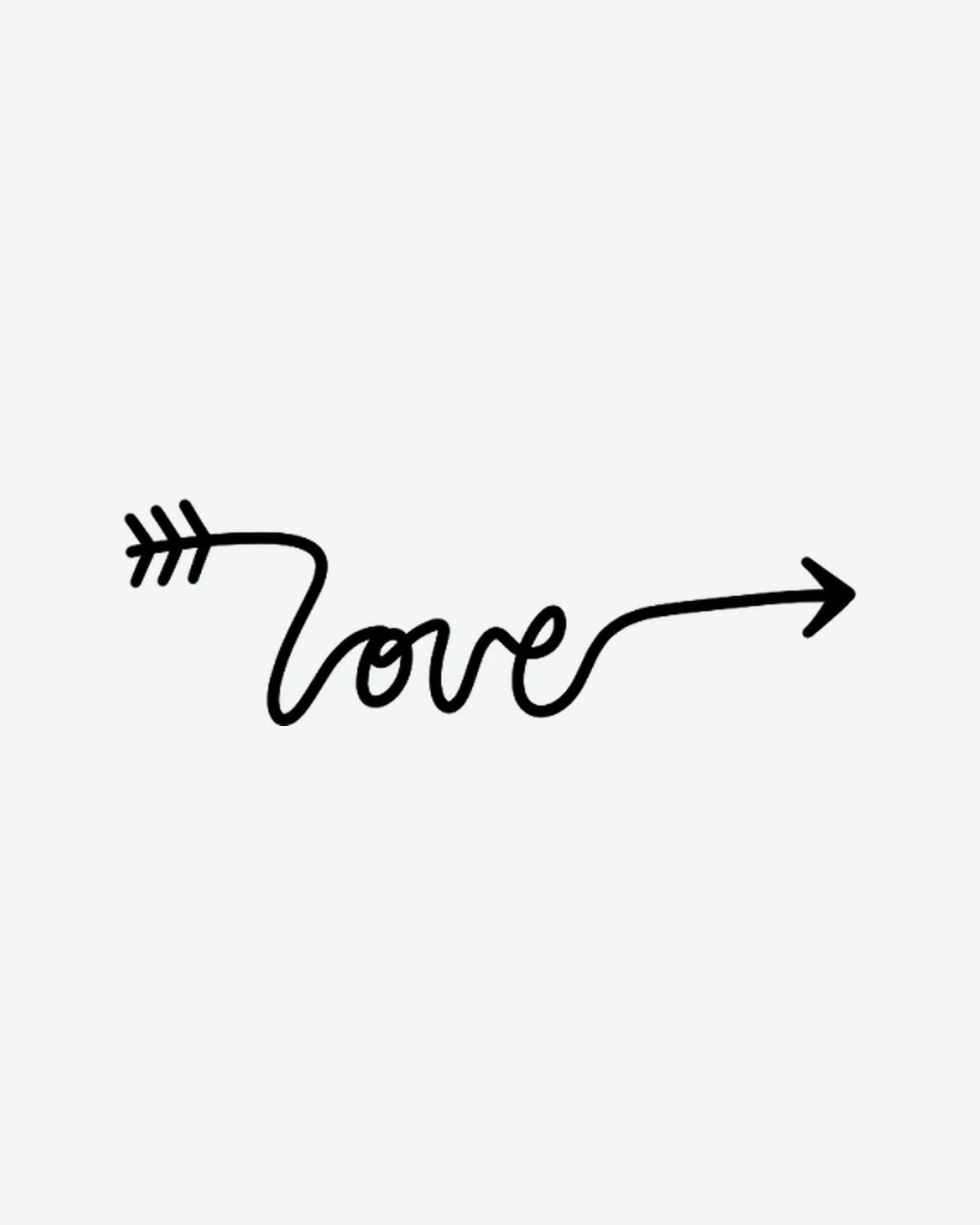 Love Arrow semi-permanent tattoo design by INKY – Fine Line, Arrow illustration, 2 x 2 in (4x4 cm), available at inkytatt.com