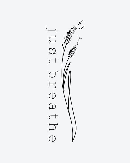 Just Breathe 2 semi-permanent tattoo design by INKY – Fine Line illustration, 2 x 2 in (4x4 cm), available at inkytatt.com