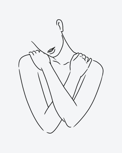 Self Love semi-permanent tattoo design by INKY – Fine Line, Lines, Face, Hand illustration, 3 x 3 in (7x7 cm), available at inkytatt.com